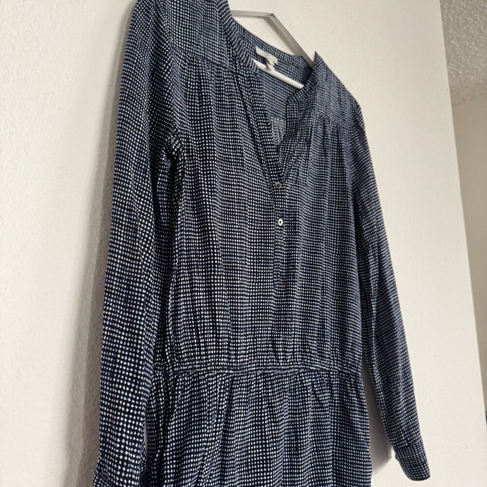Joie Acey Button-Front Blue Soft Dress Size M Long Roll Tab Sleeve Euro Vacation - Picture 6 of 14